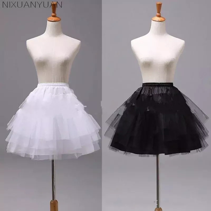 긴 45CM 흰색 또는 검은 색 짧은 페티코트 2023 여성 A 라인 3 레이어 언더 스커트, 웨딩 드레스 jupon cerceau mariage
