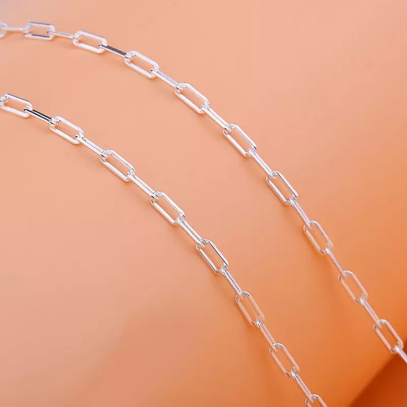 S925 sterling srebrny krzyż łańcuch półprodukty prostokątne O-w kształcie łańcuszka handmade DIY bransoletka łańcuszek na kostkę akcesoria materiałowe