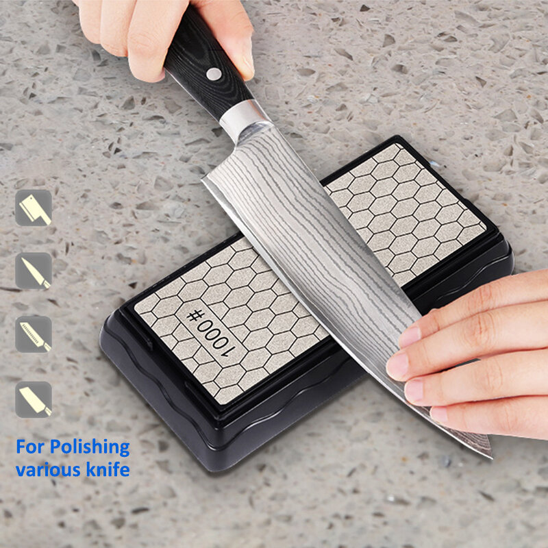 Afilador de cuchillos de diamante, piedra de afilar de grano 400-1200 #, 155x63mm, Para afilar cuchillos de cocina, 1 piezas