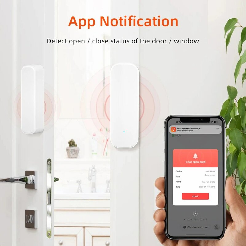 Sensor de puerta antirrobo con Wifi, Sensor de entrada de ventana, alarma de seguridad, Sensor de puerta magnético, Smart Life, Tuya, Alexa, Google Home