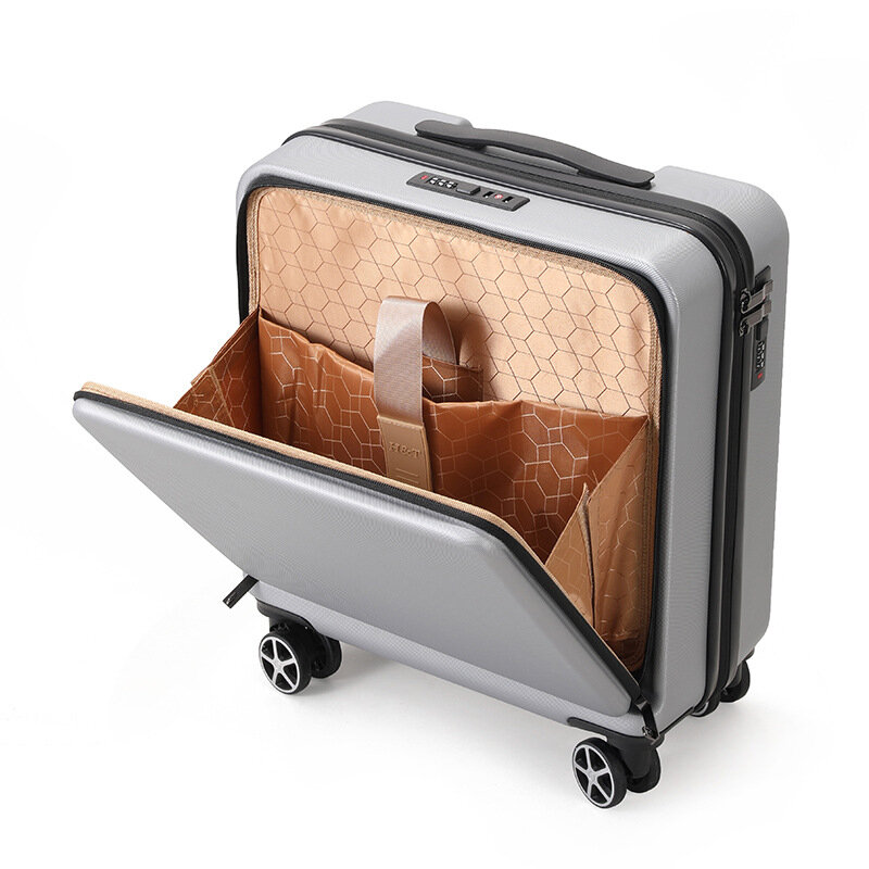 18 Inch Handbagage Met Wielen Rits Combinatie Slot Trolley Bagagetas Mode Zakelijk Abs Lichtgewicht Bagage