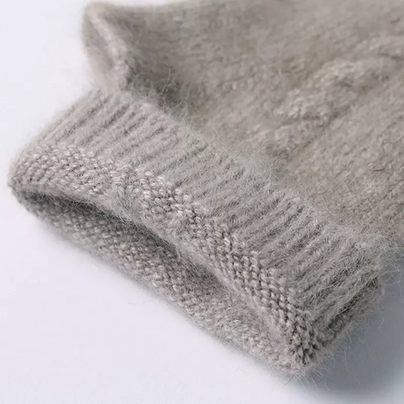 100% Mink Cashmere Knitted Fingerless Glove For Women Winter Warm Solid Soft Half Mitten Lady Korea Fashion Cashmere Wristband