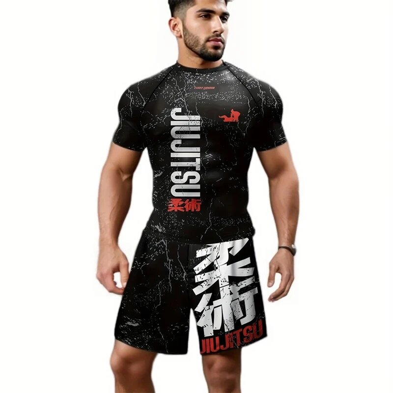 Cody Lundin Rashguard Grappling bokserska bluza Jiu Jitsu spodnie męskie brazylijskie akcesoria odzież sportowa mężczyzna Bjj ubranko z krótkim rękawem