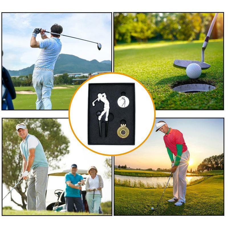 Golf Position Marker Hat Clip Fork com Position Marker, Green Golf Groove Cleaner, Divot Repair Tool, Fã de esportes