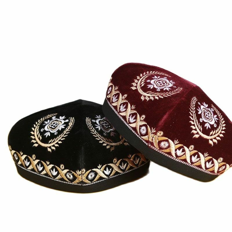 Muslim Caps For Men Clothing Freeshipping Prayer Hat Hand Embroidery Kufi Islamic Hijab Saudi Arabia Jewish Four-Cornered Party
