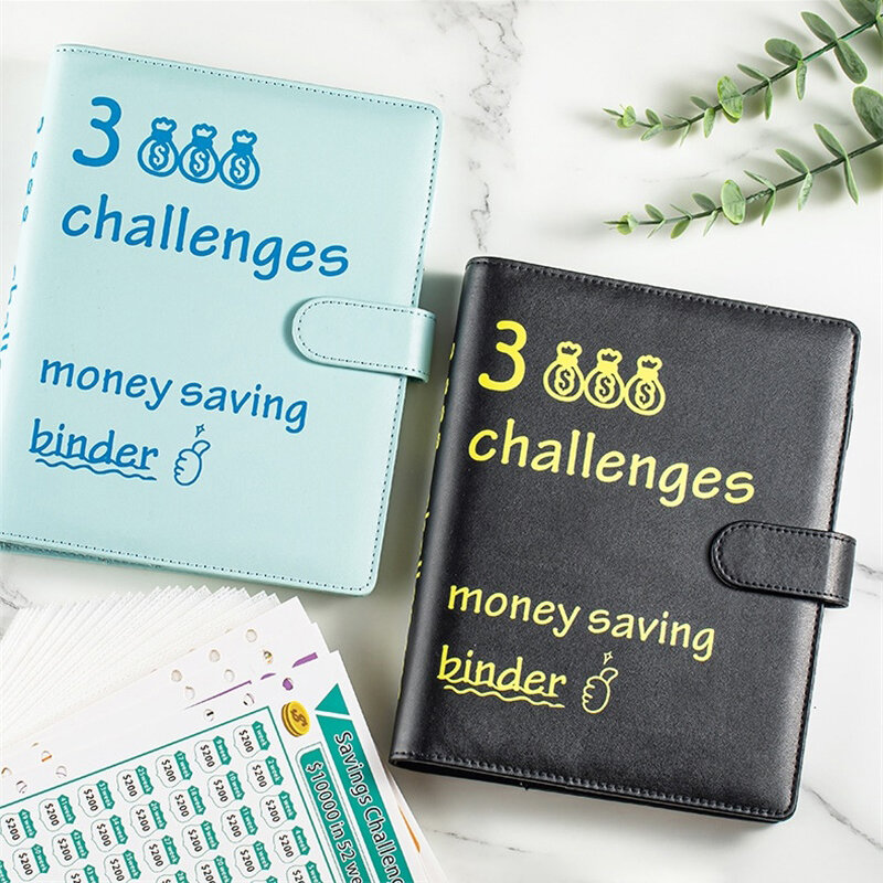 Bolsa Estilo Money Saving Binder, Loose-Leaf Notebook, Caixa Orçamento Organizer, 100 dias, 3000 Desafios