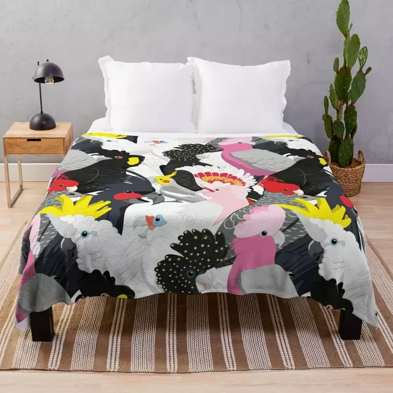 Cockatoo Fest Throw Blanket Designers per divano decorativo per divano coperte sottili