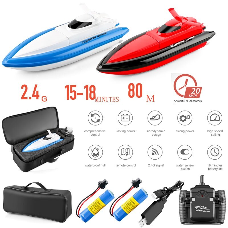 Barco de Control remoto de alta velocidad para niños, juguete de barco de competición con batería de larga duración, 2,4G, RCSpeedboat, estanque de agua, regalo