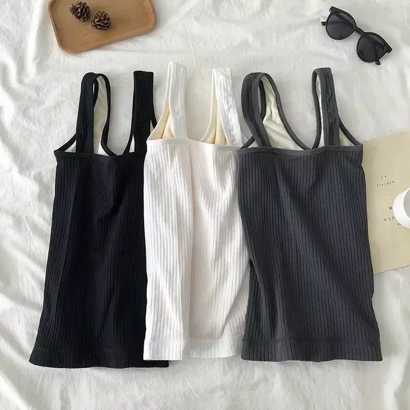 Sling Underwear Tops Thermal Slim Winter Vest Solid Thickened Top Women Camisole Color Velvet Warm Undershirt Bottoming