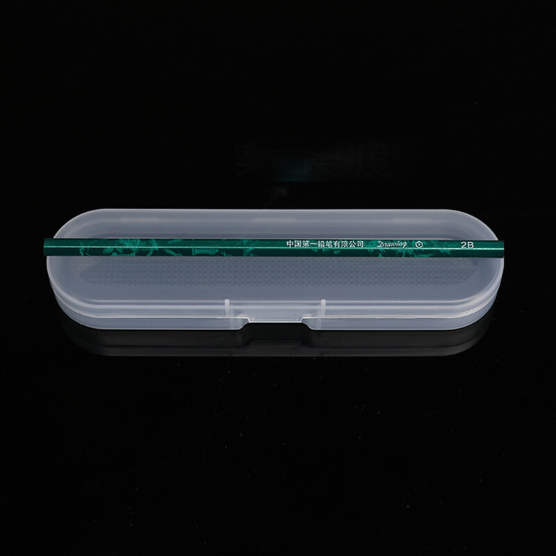 Portable trasparente trasparente matite scatola di immagazzinaggio coperchio incernierato chiusura a scatto astuccio per penna organizzatore di trucco 17.8*4.4*2.3mm estuche cierre