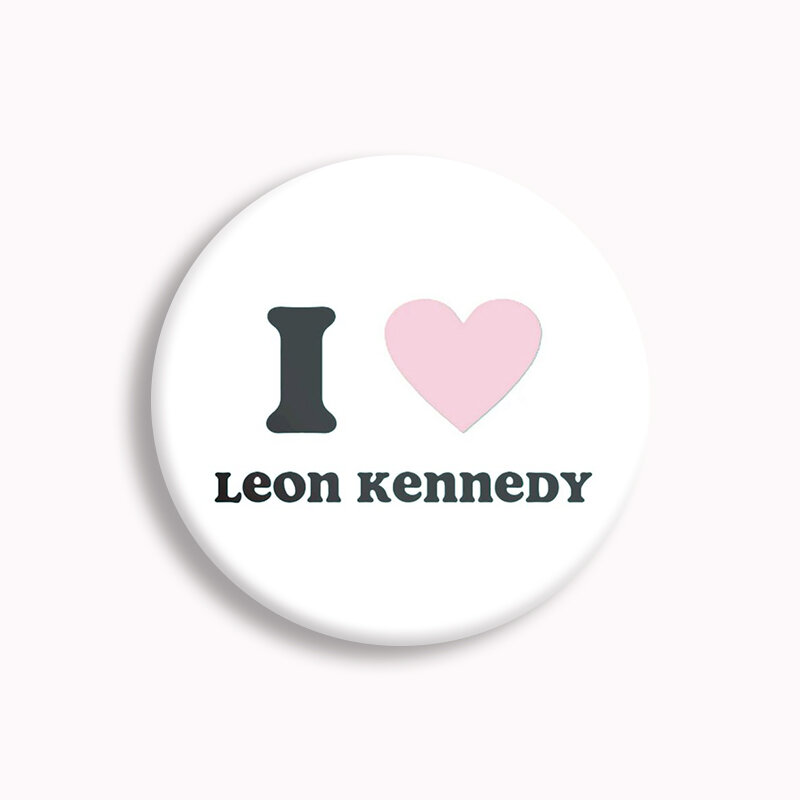 I Love Leon Kennedy Button Pin Creative R-Resident Evil Game Leon Funny Meme Cartoon spilla Badge Bag Decor Fans Collect Gift