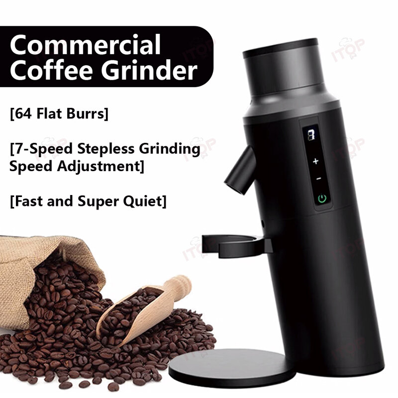 ITOP-CG07 moedor de café, titânio faca plana, espresso moagem máquina, moedor elétrico com 7 engrenagem velocidade variável moagem, 64mm