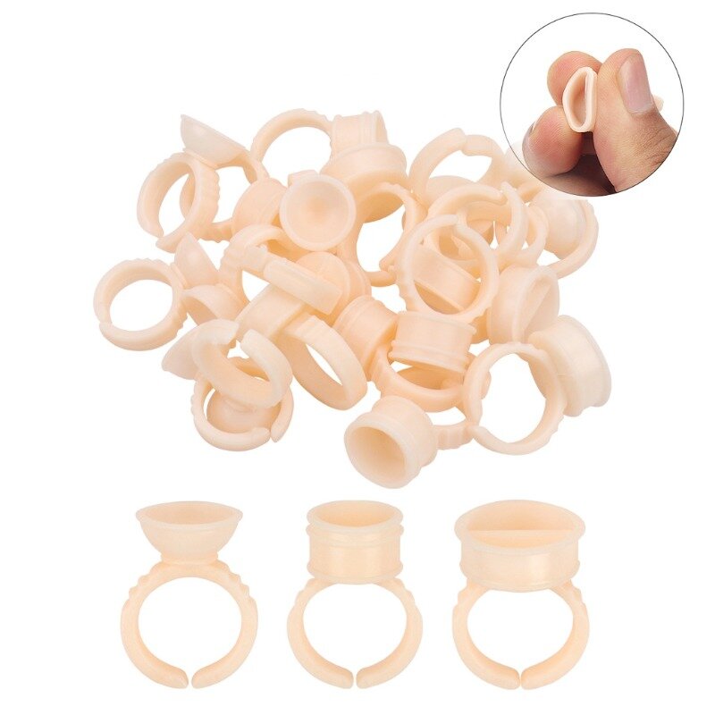 100pcs Silicone Tattoo Ink Ring Cup Disposable Grafting Eyelash Drops Glue Ring Tray Permanent Makeup Pigment Holder Container