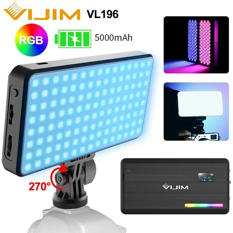 VIJIM VL196 RGB LED Video Light 2500K-9000K Dimmable เติมแสงสำหรับกล้อง DSLR สมาร์ทโฟน Vlog โคมไฟการถ่ายภาพแสง