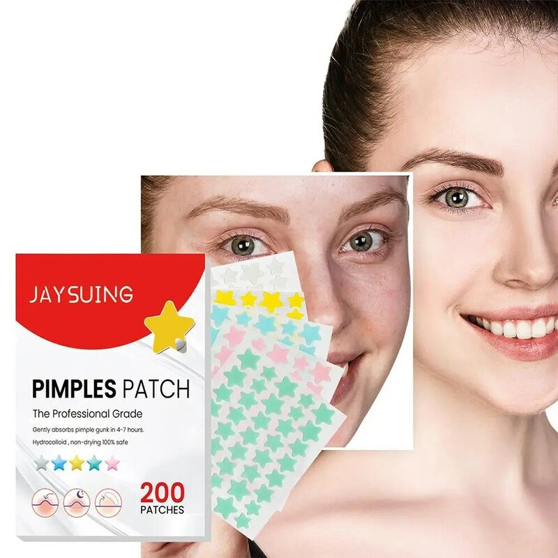 Parche Invisible para la eliminación de acné, reparación de manchas faciales en forma de estrella, vendajes para manchas, manchas, puntos, 200 piezas