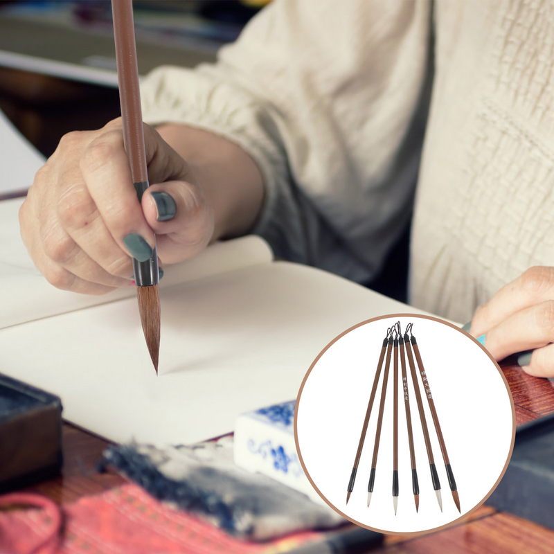 Pennello da scrittura cinese forniture per l'apprendimento della calligrafia pennello tradizionale per pittura a inchiostro Sumi capelli cinesi di donnola