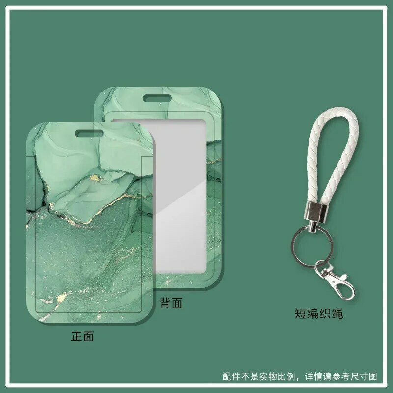 1 Pc  Marble Color Card Holder Case Creative Student ID Bus Card Holder with Keychain Lanyard Office Worker Card Protector