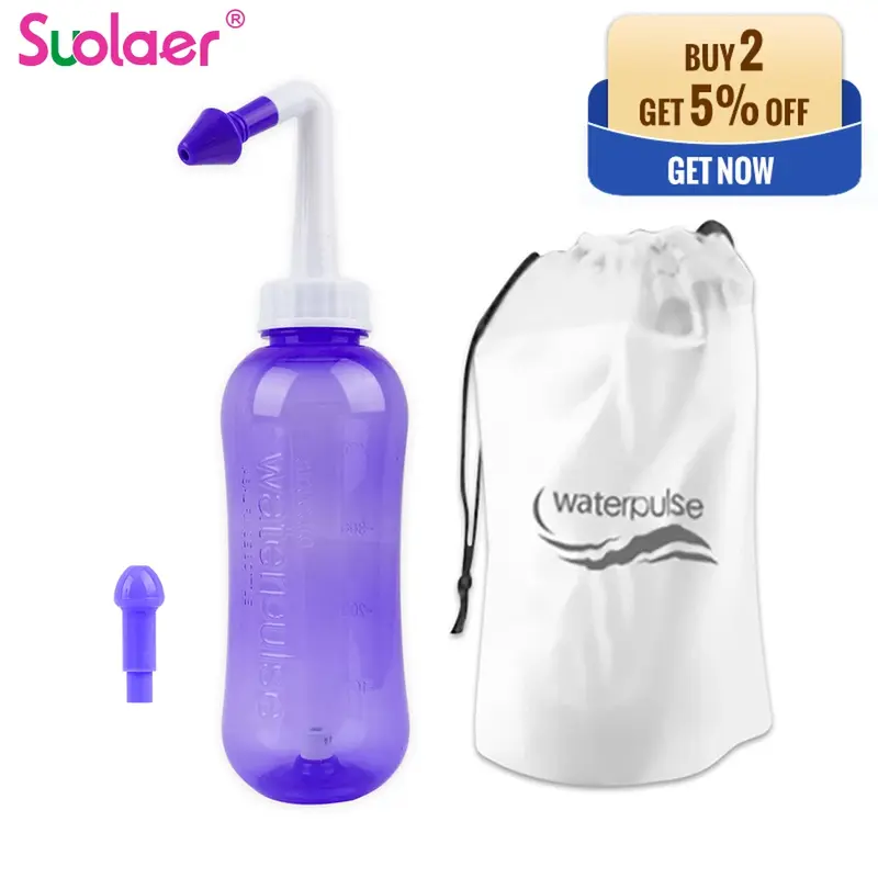 Limpiador Nasal de 300ml y 500ml, irrigador Nasal, bote de sal Neti, evita la rinitis alérgica, cura la Sinusitis, terapia para adultos y niños