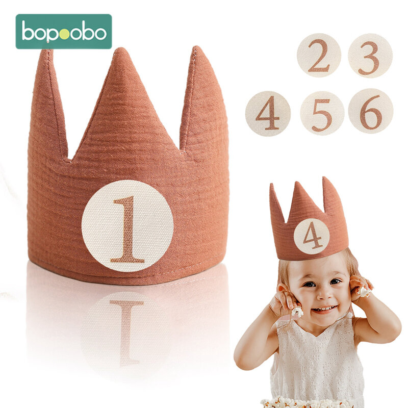 Topi Pesta Ulang Tahun Bayi Set Mahkota Ikat Kepala Tongkat Sihir Mainan Spanduk Kue Ulang Tahun untuk Pesta Anak-anak Alat Peraga Fotografi Hadiah Bayi