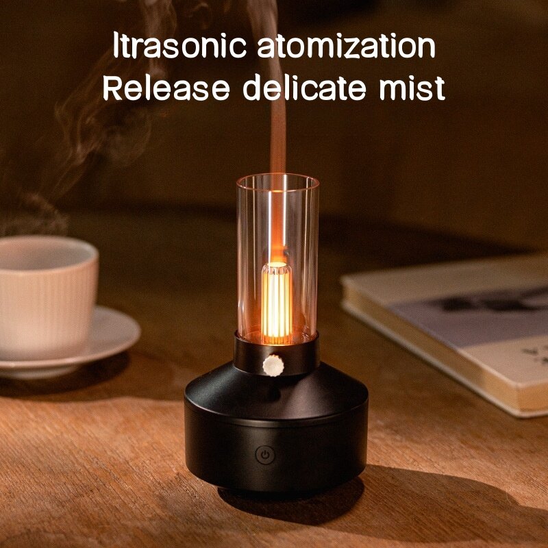 Desktop Retro Air Humidifiers Candlelight Humidifier Mute 150ML Essential Oil Diffuser For Home Bedroom USB Aromatherapy Machine