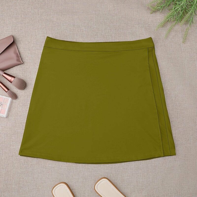 Rok Mini Olive Solid untuk wanita, pakaian golf musim panas, rok mini wanita, rok tren 2023