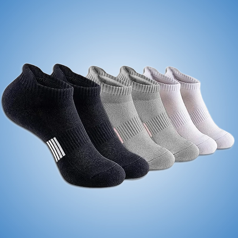 New 5 Pairs High Quality Ankle Socks Athletic No Show Socks Running Comfort Cushioned Sport Socks Sweat-absorbing And Breathable