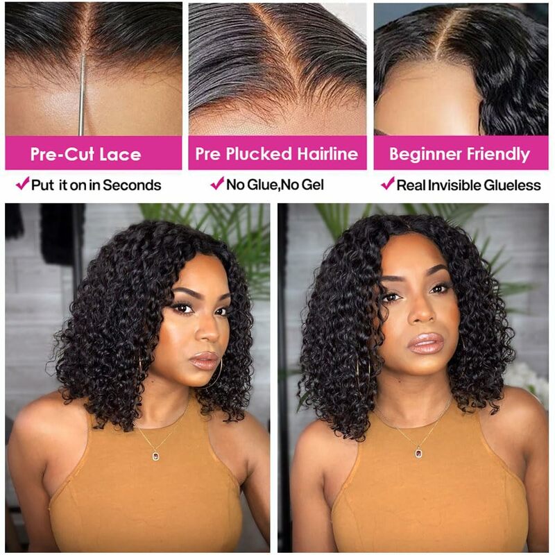 Water Wave Short Curly Bob 4×4 Closure Wig Brazilian Wet And Wavy13x4 Lace Front Human Hair Wigs For Black Women