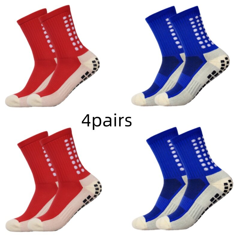 men's socks 4 soccer pairs non-slip of grip pad football basketball socks