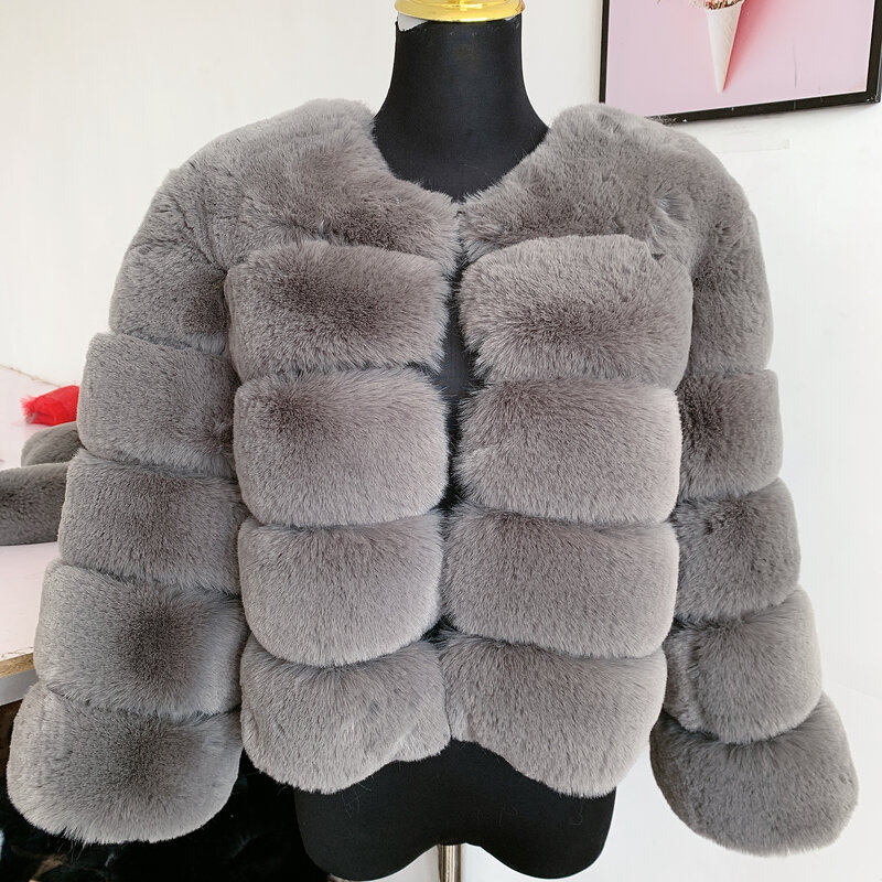 Womens faux fur coat Autumn Winter High Quality Faux Fox Fur Coat fluffy coat fur elegant faux fur 7xl plus size women clothing