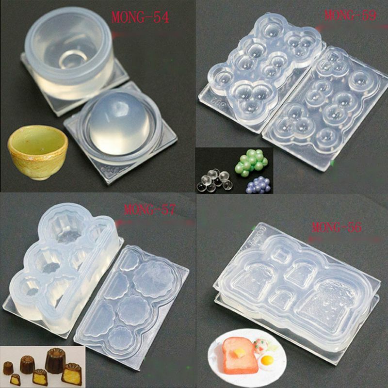 DIY 3D แก้วขวดเรซินแม่พิมพ์ถ้วยอาหารจำลอง Mini เค้กแม่พิมพ์ซิลิโคน B36D