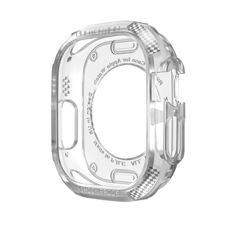 Fibra de carbono caso relógio para apple watch 8 ultra protetora amortecedor silicone à prova de choque para iwatch ultra 49mm tpu capa quadro
