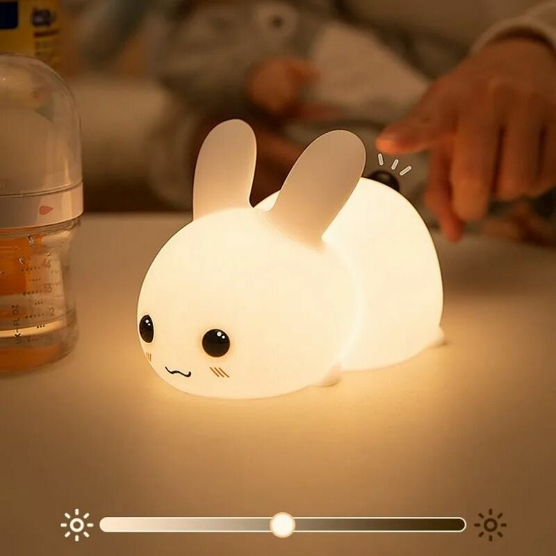 Veilleuse LED en silicone aste avec chargeur USB pour enfants, lampe de chevet, lapin de dessin animé, décoration d'intérieur, 2/7 couleurs