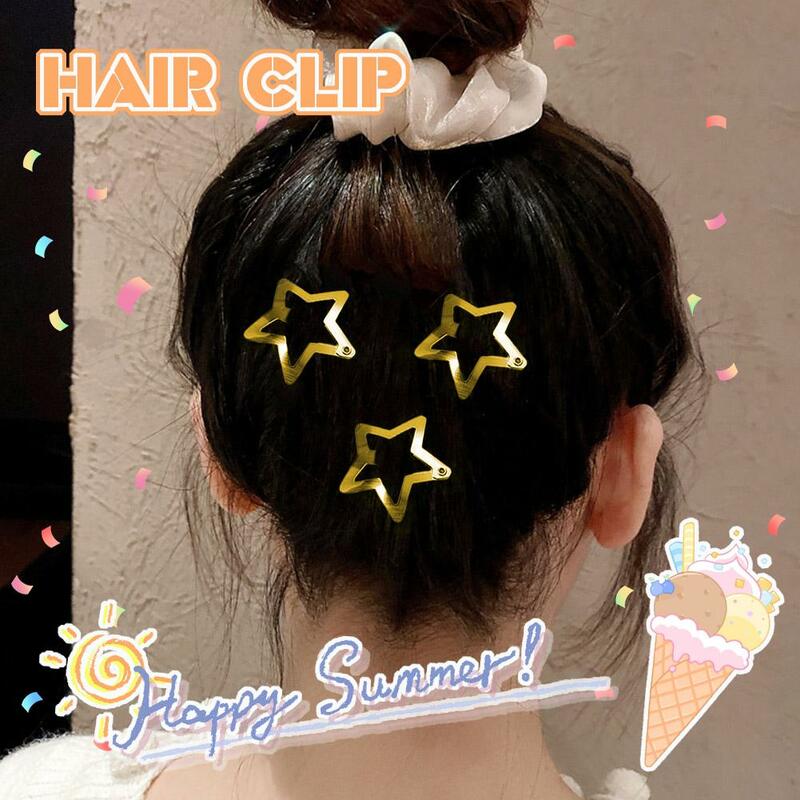 Grampos de cabelo de cinco pontas para meninas, mini grampos de cabelo Glitter Metal, acessórios bonitos, ferramentas de moda, C8F0, 1pc