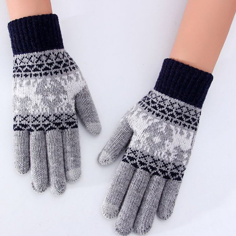 Thicken Knitted Gloves Autumn Winter Women Men Christmas Deer Warm Windproof Gloves Cycling Shopping Full Finger Mittens Gloves