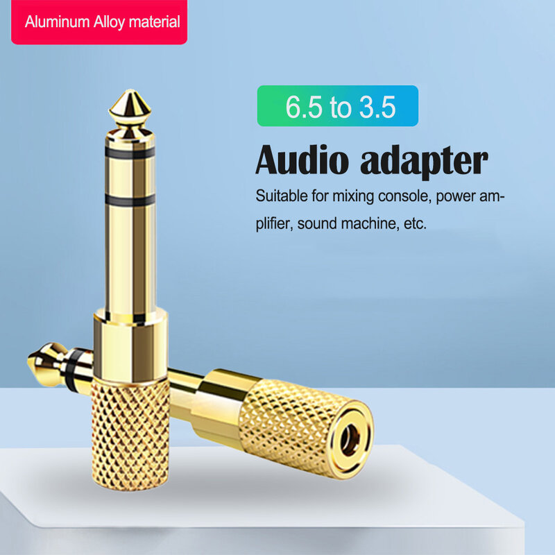 Adaptador de auriculares con convertidor Jack, práctico enchufe de Audio rentable, mezclador de proceso chapado en oro, 6,5 a 3,5