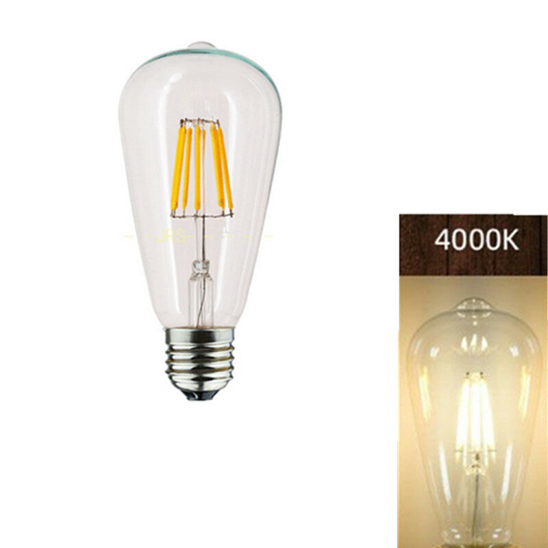 Lâmpada LED interior quente para poupança de energia, lâmpada, lâmpada, Edison, branco, St64, E27, B22, E27, B22, 110V, 220V, 2W, 4W, 6W, 8W, 10W, 12W, 16W, 4000K, 6 PCes