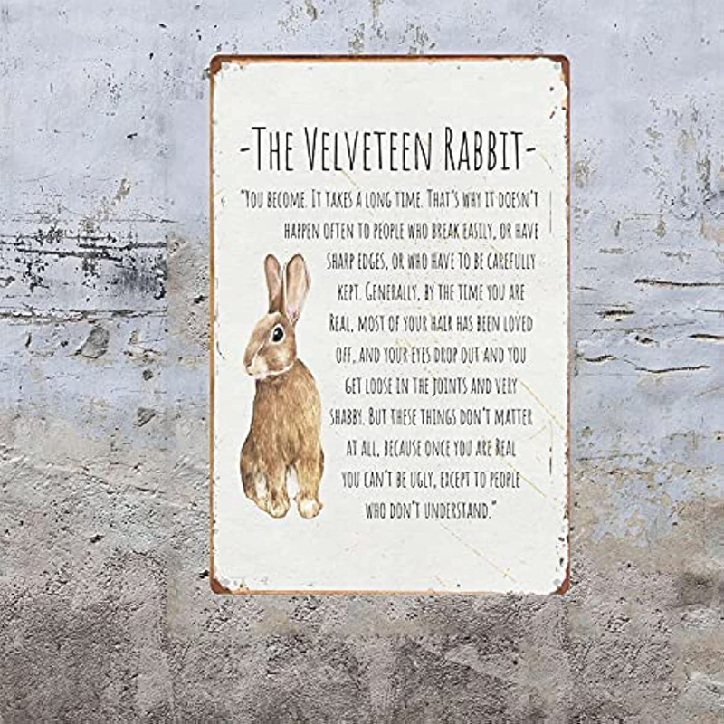 Póster Vintage de conejo de terciopelo para decoración del hogar, póster impreso de arte de pared para guardería, regalo de habitación de niños hecho a mano, inspirador para Baby Shower