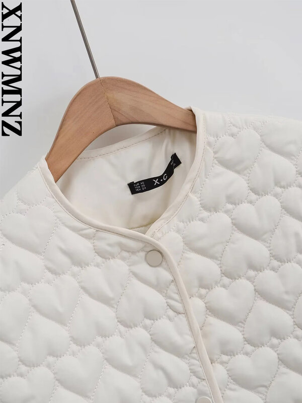 XNWMNZ Женская мода 2023 осень/зима СЕРДЦА мягкая куртка Женская О-образный вырез длинный рукав карман универсальное Женское пальто