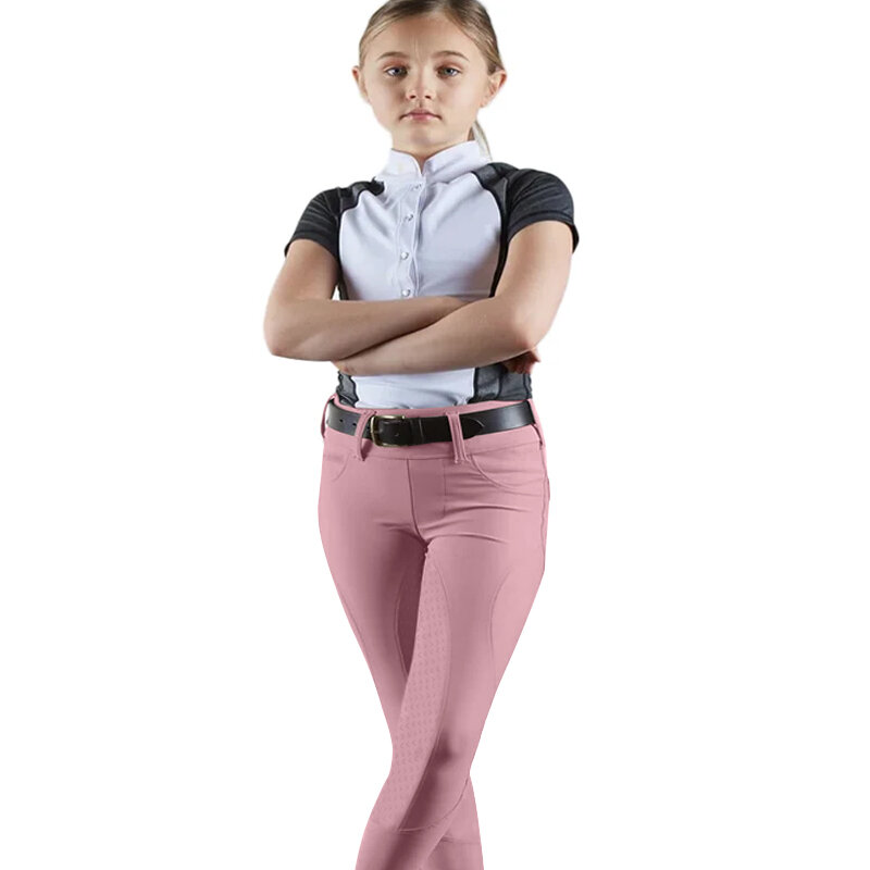 Штаны для верховой езды для девочек, силиконовые бриджи для верховой езды, штаны для верховой езды с защитой от пилинга, детские колготки для верховой езды с высокой талией