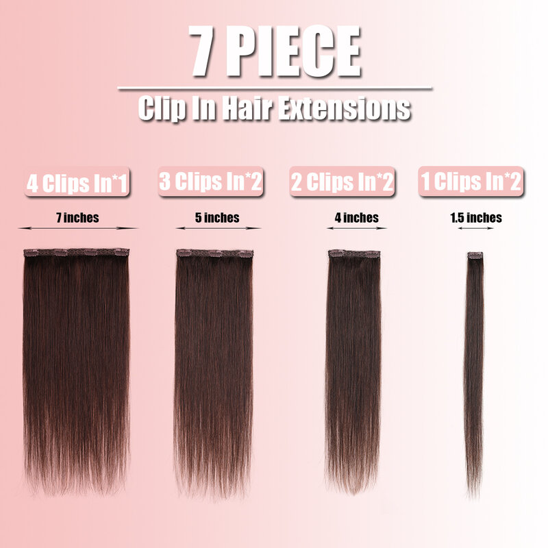 Extensiones de cabello humano con Clip, 7 piezas, 70g, extensiones de cabello humano 100%, cabello Artificial