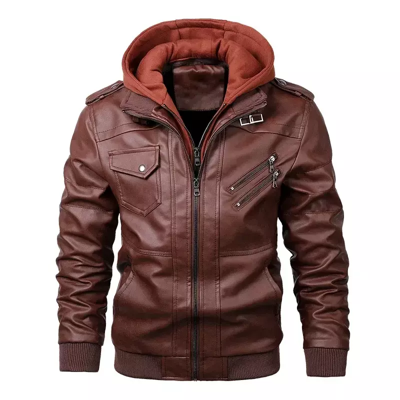 Jaqueta de couro PU masculina, casacos casuais de motociclista, outono, nova