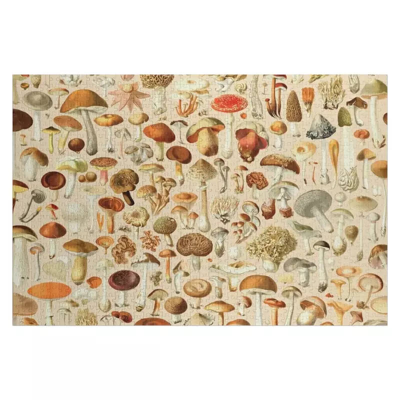 Vintage Mushroom Designs Collection Jigsaw Puzzle Wooden Name Custom Wood Custom Toddler Toys Puzzle