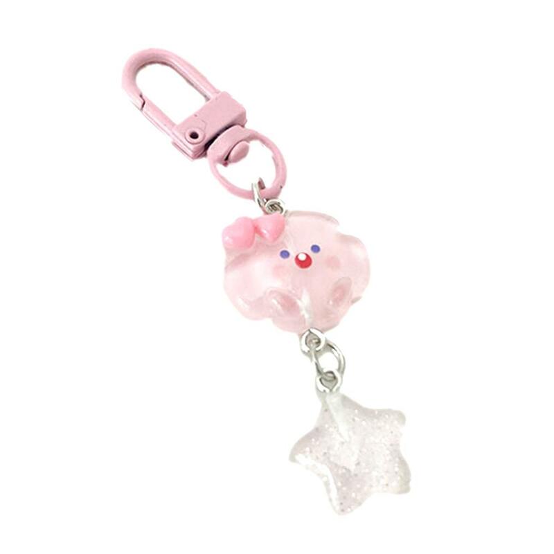 Cloud Star Keychain Original Ice Through Fine Flash Backpack Heart Girl INS Student Cute Decorations Hanging Cartoon Gift E4L5