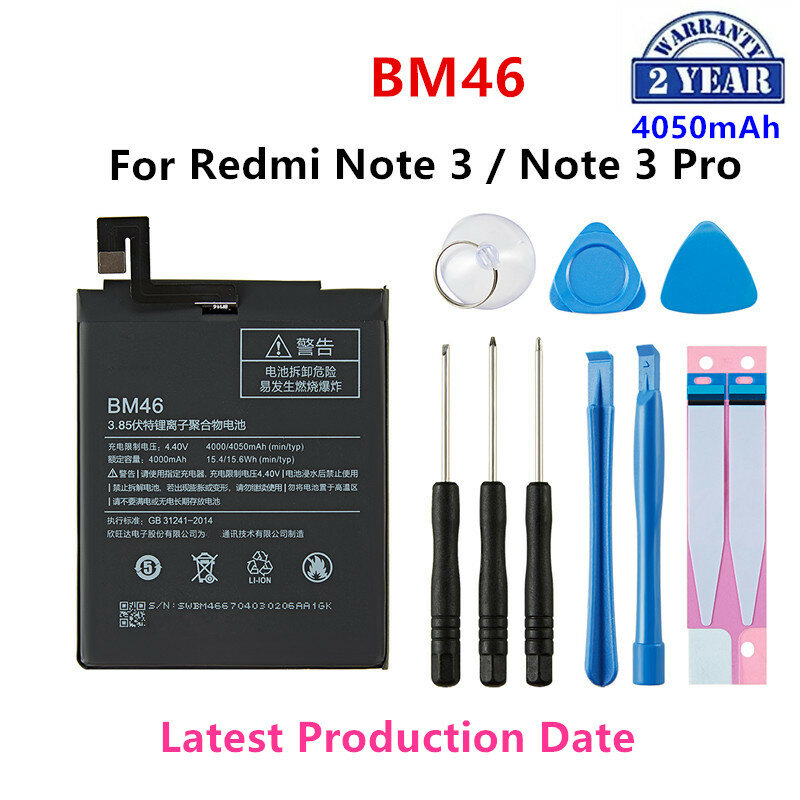 Brandneue bm46 4050mah batterie für xiaomi redmi note 3/note 3 pro bm46 telefon ersatz batterien werkzeuge