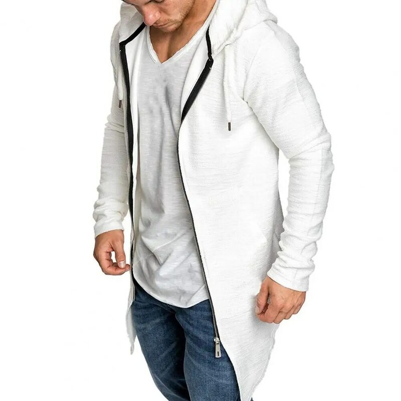 Hoodie colorido longo para homens, jaqueta longa, cardigan, moletom túnica, cardigan de palangre para exterior