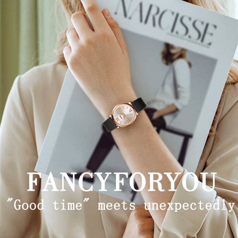 Mode Quarzuhr für Frauen Weibliche Minimalistischen Stil Braun Leder Armbanduhren Damen Sport Casual Uhr zegarek damski