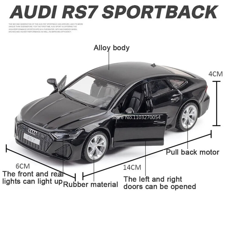 أودي RS7 سبيكة نموذج سيارة لعبة ، دييكاست معدنية ، محاكاة ، رائعة ، تصميم داخلي ، ضوء الصوت ، عجلة ، ألعاب السحب الخلفي ،