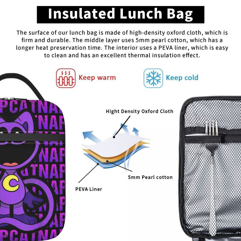 Critters-fiambrera con aislamiento térmico para hombre y mujer, bolsa de comida portátil con dibujos animados divertidos, para viaje