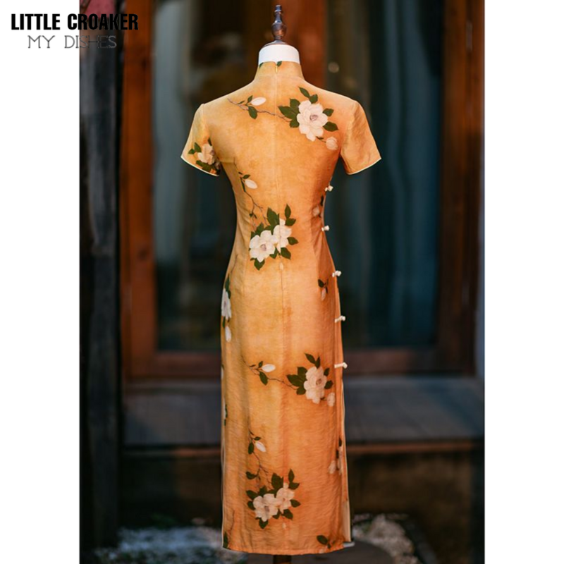 Stile cinese Old Shanghai Cheongsam semplice ed elegante temperamento retrò giovane primavera migliorato vestito Qipao di fascia alta