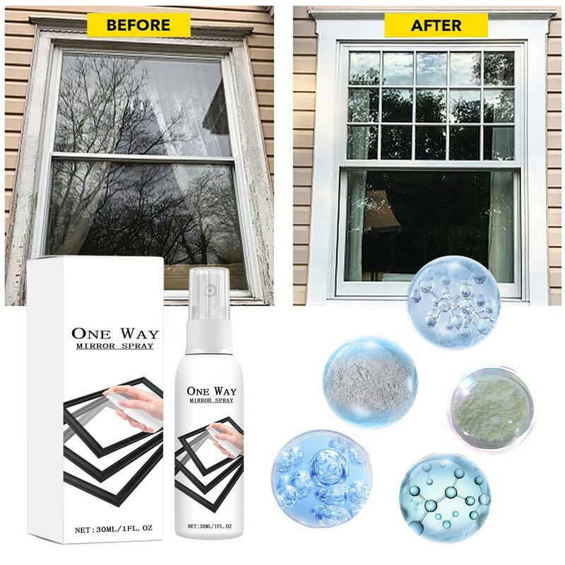 Spray multifuncional de limpeza de janela unidirecional, líquido de limpeza doméstica, limpeza profunda para carro, vidro espelho, 30ml